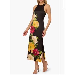Adrianna Papell Printed Satin Cocktail Dress - Size 8 (see narrative and pics)